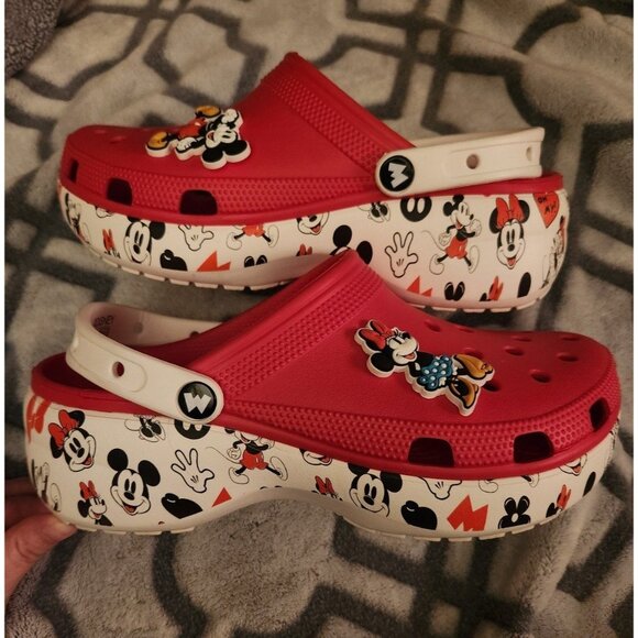 Crocs Disney Minnie & Mickey Classic Platform Clog Size 11 - Picture 1 of 8